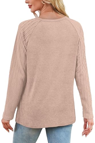 OFEEFAN Long Sleeve Shirts for Womens Fall Fashion 2025 Crewneck Oversized Sweatshirt Tunic Tops to Wear with Leggings