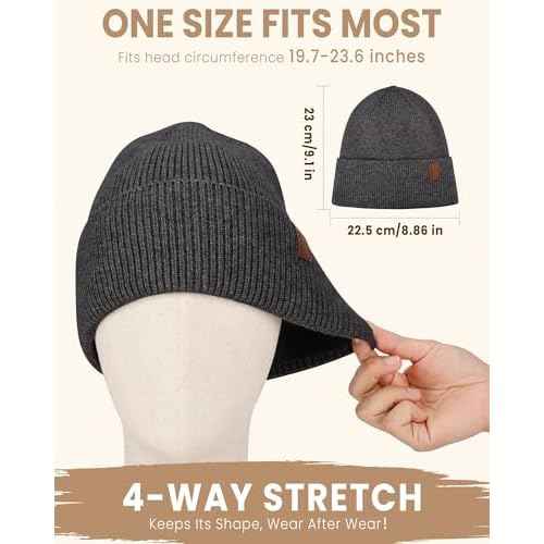 Winter Beanie for Men Women Fleece Lined Beanies Hats Soft Warm Winter Hat Thick Knit Hat for Daily Skiing Outdoor Activities