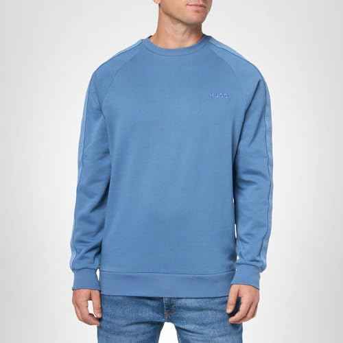 HUGO Stretch Cotton Logo Tape Sweatshirt, acai blue, L