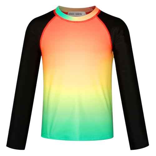 GRACE KARIN Boys Rash Guard Swim Set Boy Two Piece Long Sleeve Swimsuit Kids Bathing Suit Size 6-13Y