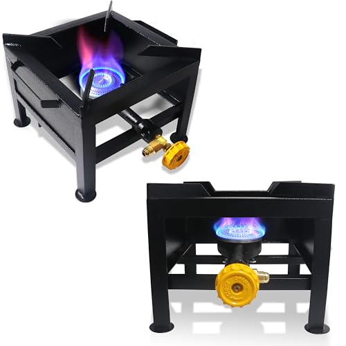 Single Burner Propane Stove - Portable Cast Iron High Pressure Outdoor Propane Burner Cooker,Heavy Duty Square Stove, high...