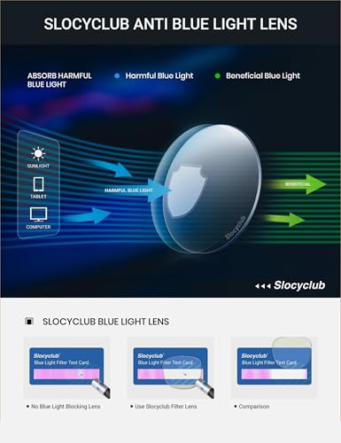 Slocyclub Fashion Oval Blue Light Blocking Glasses for Women Men Vintage Oval Small Frame Eyeglasses Retro Glasses, Whiske...