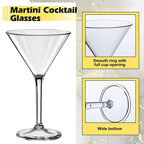 Patelai 30 Pcs 10 oz Unbreakable Martini Glasses Set Disposable Plastic Martini Glasses Clear Stemmed Cocktail Cups Drinkw...
