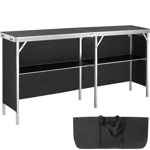 VEVOR Extra Long Folding Portable Bar Tradeshow Podium Table for Indoor, Outdoor, Party, Picnic, Exhibition, Includes Carr...