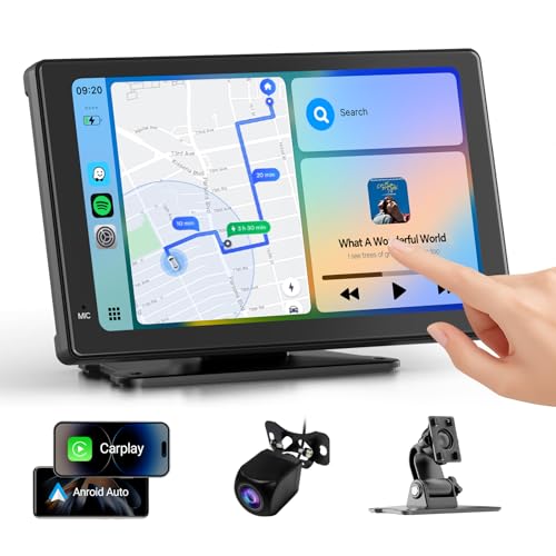 Haudio Portable Wireless Carplay Car Stereo, 7" HD Touchscreen for Car with Apple CarPlay & Android Auto with Backup Camer...