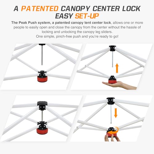 EAGLE PEAK 10x10 Slant Leg Pop-up Canopy Tent Easy One Person Setup Instant Outdoor Beach Canopy Folding Portable Sports S...