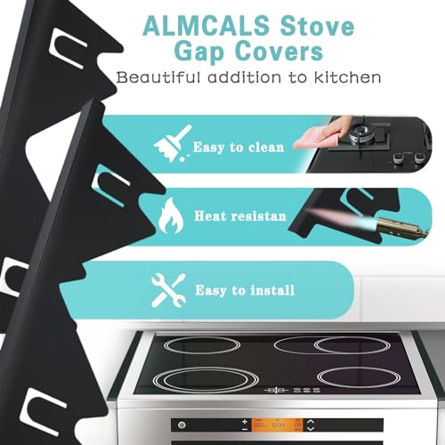 Stove Gap Covers Stainless Steel, 2 Pack Stove Gap Filler Easy Retractable Length 13.8" to 27.5", Width 0.79" ALMCALS Stov...
