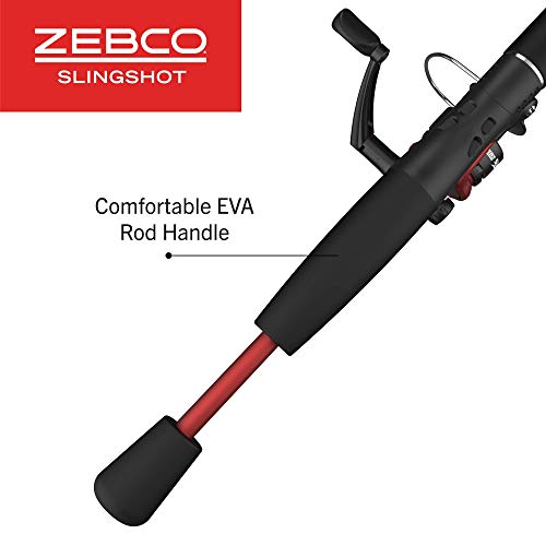 Zebco Slingshot Spinning Reel and Fishing Rod Combo, 2-Piece Medium-Light Durable Fiberglass Rod, Comfortable EVA Handle, ...
