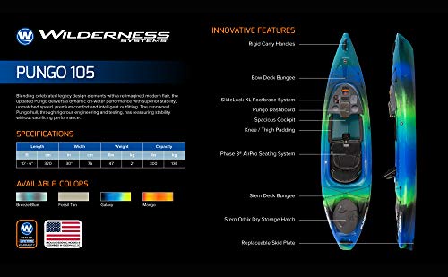 Wilderness Systems Pungo 105 Recreational Kayak - Sit Inside - Phase 3 Air Pro Comfort Seating - 10.6 ft