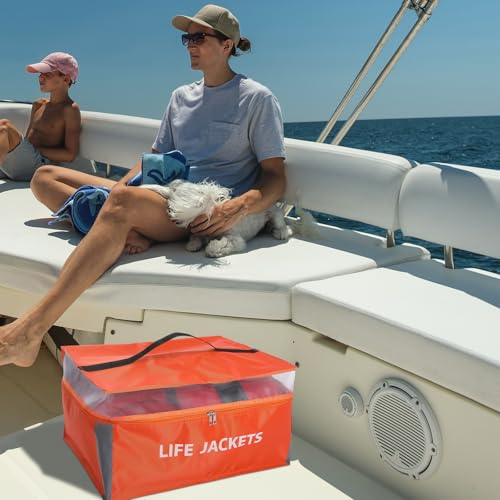 Dansydaisy 2 Pcs Life Jacket Storage Bag Heavy Duty 6 Capacity Life Jacket Nylon Storage Bag with Carrying Handle(Orange)