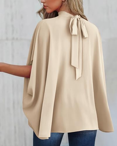 BTFBM Womens Summer Tops 2026 Mock Neck Batwing Sleeve Shirts Loose High Low Hem Oversized Dressy Casual Spring Blouses
