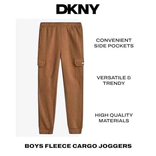 DKNY Boys' Cargo Jogger Pants - Soft Fleece Athletic Sweatpants - Breathable Casual Cargo Joggers for Boys (Sizes: 8-18)