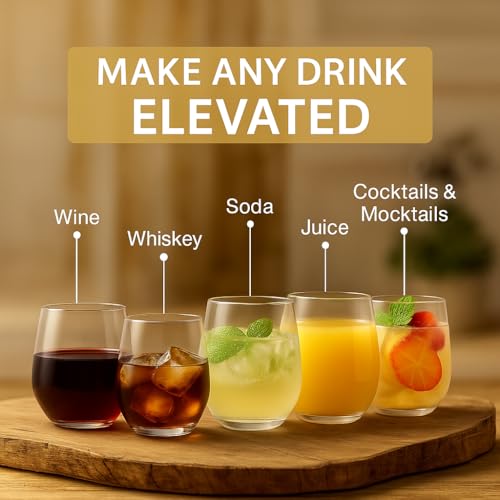 Oojami 36 Count Stemless Unbreakable Crystal Clear Disposable Plastic Wine Glasses - Small Size 10 ounces
