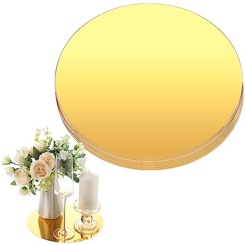 Thyle 12 Pcs 10 Inch Acrylic Round Mirrors for Tables Centerpieces Circle Mirrors Candle Plates for Wall Wedding Table Cen...