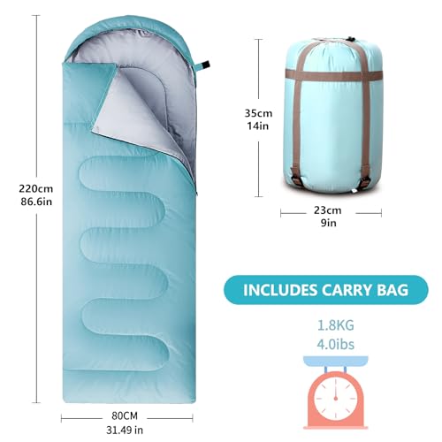 COLIKESEA Sleeping Bags for Adults, Teens & Kids - Use for 3-4 Seasons, Warm & Cold Weather - Lightweight,Waterproof, Use ...