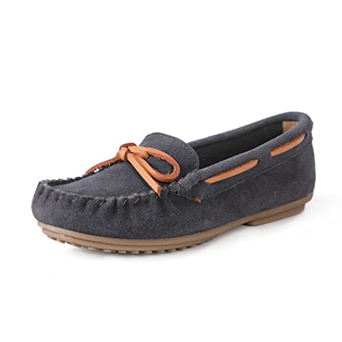 Pinpochyaw Womens Moccasin Shoes Indoor Outdoor Slip On Suede Moccasin Slipper for Women