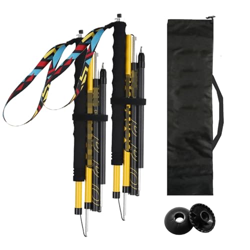 Set of 2 Folding Hiking Poles, Ultralight Collapsible Carbon Fiber Hiking Poles, EVA Foam Grip, with Anti-Shock and Quick ...