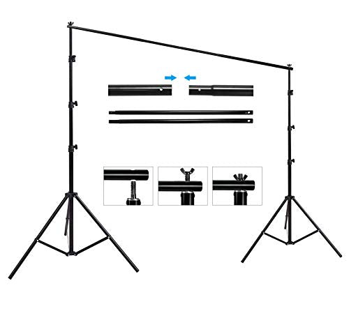 HYJ-INC Photography Umbrella Lighting Kit With 85w Led bulb,Muslin Backdrop (White Black), Backdrop, Clips Clamp,8.5*10ft ...