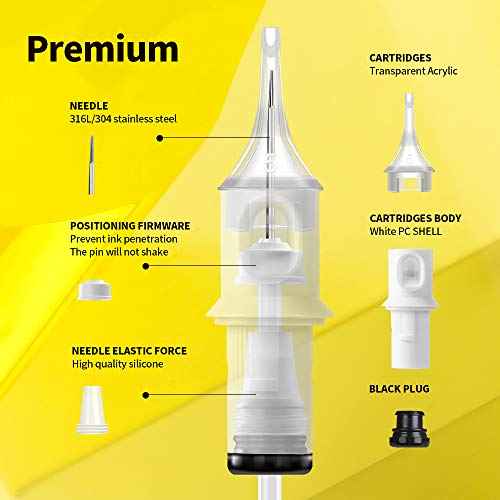 Hawink 3RL Tattoo Needles Cartridge #10 Bugpin 3 Round Liner X-Taper 16PCS with Membrane Professional Disposable Finger Ledge Cartridges EN05S-FG-16-1003RL