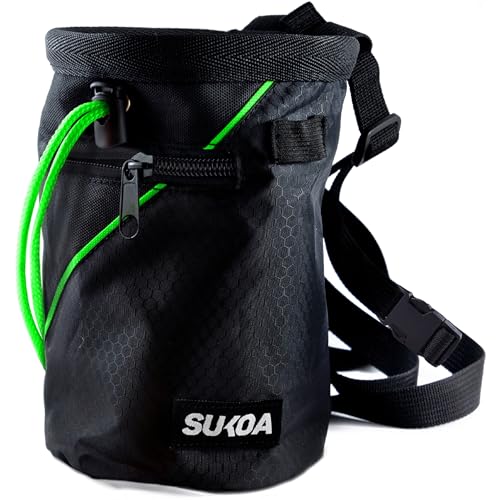 Chalk Bag for Rock Climbing - Rock Climbing Gifts Gear Accessories - Quick-Clip Belt, Large Zippered Pockets & Brush Holde...