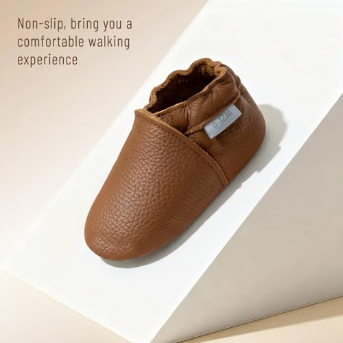 Basrakids Leather Baby Shoes Boys Girls Moccasins Infant Toddler Slippers Soft Sole Anti-Slip Baby Walking Crib Shoes