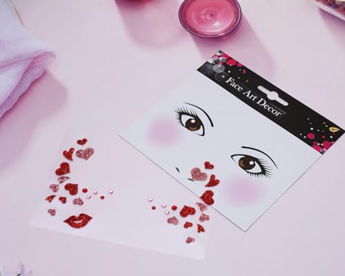 Penta Angel Heart Face Sticker Jewels Stick On Face Costume Gems Self-Adhesive Valentines Day Halloween Makeup Sticker for...