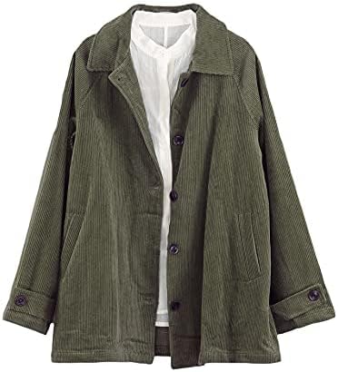 Minibee Women's Corduroy Jackets Long Sleeve Coats Button Down Outwear Tops with Pockets