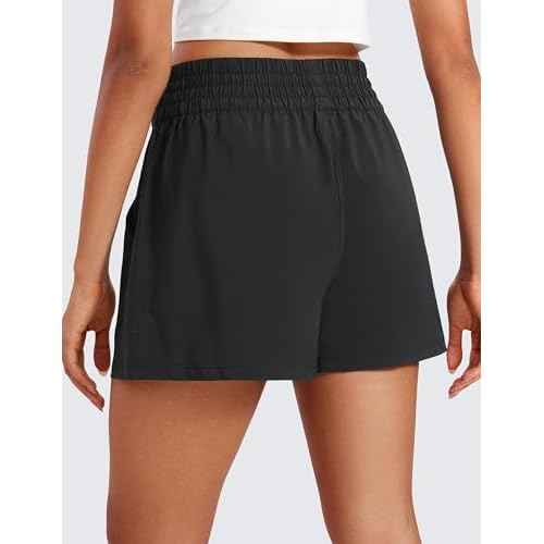 CRZ YOGA Linerless Relaxed Casual Shorts for Women 3" - High Waisted for Lounge Athletic Golf with Pockets