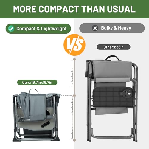 Timber Ridge Aluminum Camping Directors Chair with Side Table Pocket, Portable Folding Chair, Heavy Duty Lawn Chair for Fi...