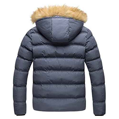 Pursky Men's Puffer Jacket Waterproof Winter Bubble Coats Ski Parka Fur Hooded