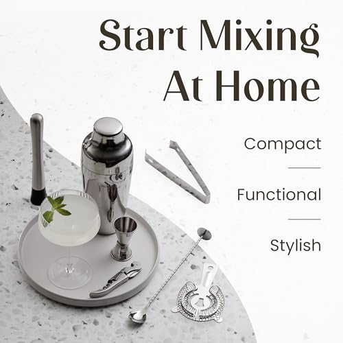 Mixology & Craft Bartender Kit – 15 Piece Cocktail Shaker Set with Bamboo Stand | Complete Cocktail Kit Gift Set | Top Bar...