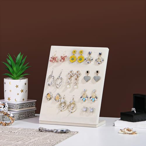 NobleKey 50 Slots Ring Holder Stand, Velvet Ring Display Board for Selling, L-Shape Ring Earring Display Ring Jewelry Pad ...