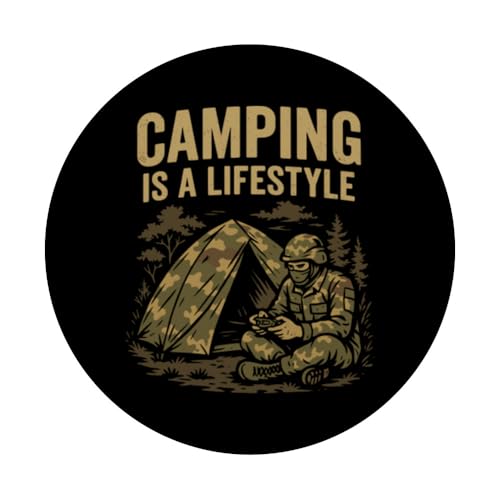 Camping Lifestyle Funny Outdoors Survival Gamer Humor Gaming PopSockets Adhesive PopGrip