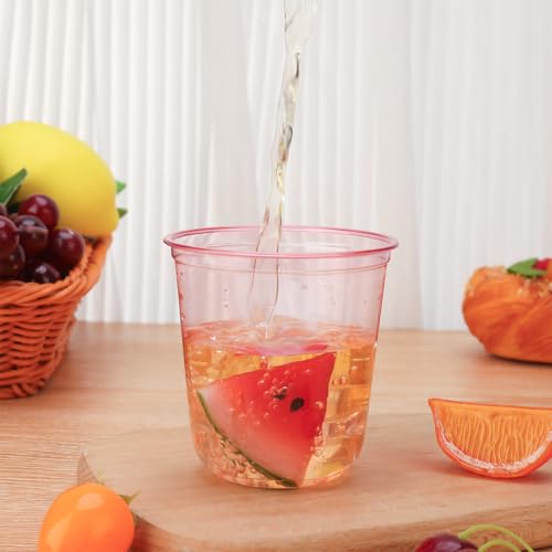 Xuelimei 50pcs 12oz Disposable Stemless Glasses,PET Disposable Drinking Cups,Cold Party Clear Plastic Wine Glasses for Par...