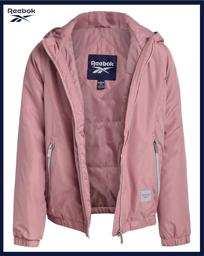 Reebok Girls Windbreaker Jacket - Lightweight Wind and Water Resistant Insulated Girls Jacket with Storm Cuff Sleeves & Hood