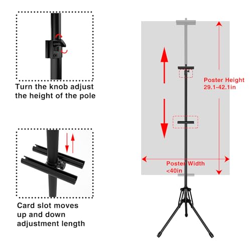 GSOW Poster Stand for Display, 80'' Adjustable Sign Stand Tripod, Retractable Poster Board Stand Double-Sided Banner Stan...