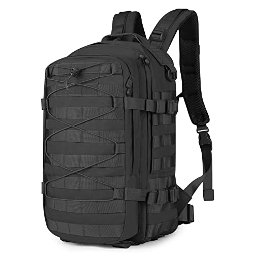 CamGo Military Tactical Backpack 25L MOLLE Hiking Daypack Trekking Rucksack Bug Out Bag for Daily Outdoor Sports(Black-25L)