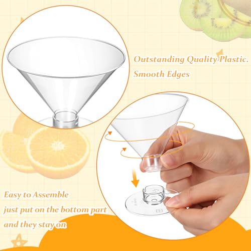 Remerry 70 Plastic Martini Glasses and 150 Olive Cocktail Picks Set 5 oz Disposable Plastic Martini Cups Clear Mini Desser...
