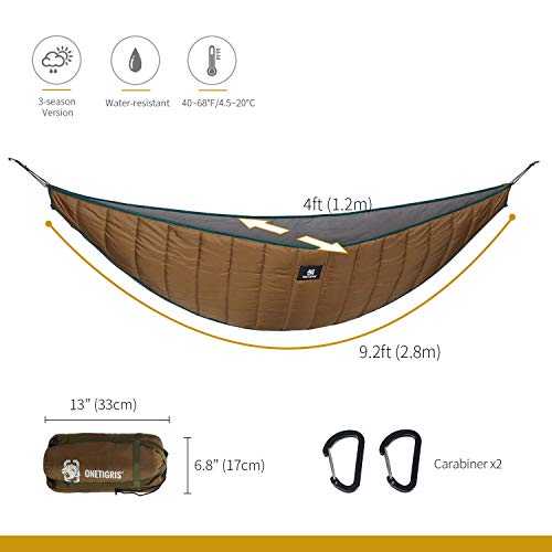 OneTigris Hideout Hammock Underquilt, Lightweight 4 Season Hammock Gear for Camping, Hiking, Backpacking, Travel, Beach, B...