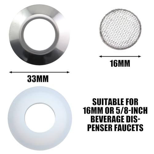 CChiai Stainless Steel Beverage Dispenser Faucet Replacement Part Fit 16mm Openings 2 Silicone Gaskets 2 Steel Plates 1 St...
