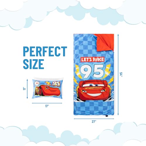 Jay Franco Kids Slumber Bag and Pillow - 54 x 27 Inch Comfy Indoor Sleeping Bag for School and Sleepovers, 2 Piece Set, Bl...