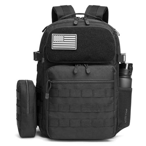 G4Free 25L Small Backpack Fits 15" Laptop, Tactical Work Back Pack Travel Bag for Men, Black