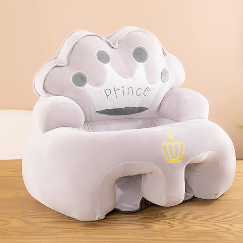 Crown Baby Floor Seat Cute Baby Support Sofa Sit Up Chair for Learning to Sit, Toddler Sitting Chair (Gray, 40cm*55cm)