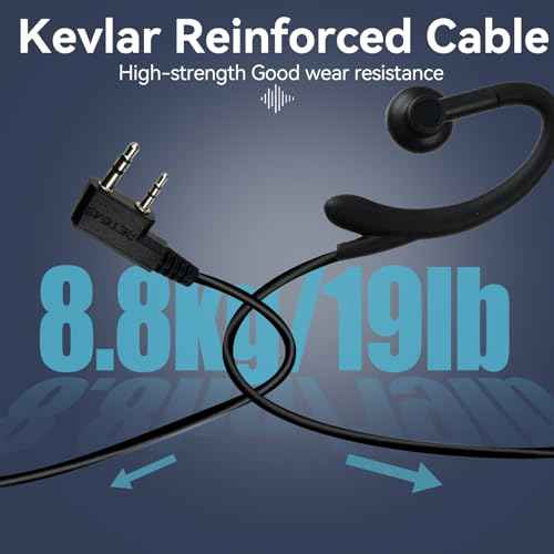 Retevis Walkie Talkie Earpiece with Mic, Kevlar Cable, 150¥Ø HD Speaker, Coiled Cord, for RT22 RT68 RT21 RT68 H-777, Compatible with Baofeng Kenwood Pxton 2 Way Radio, Two Way Radio Earpiece(10 Pack)