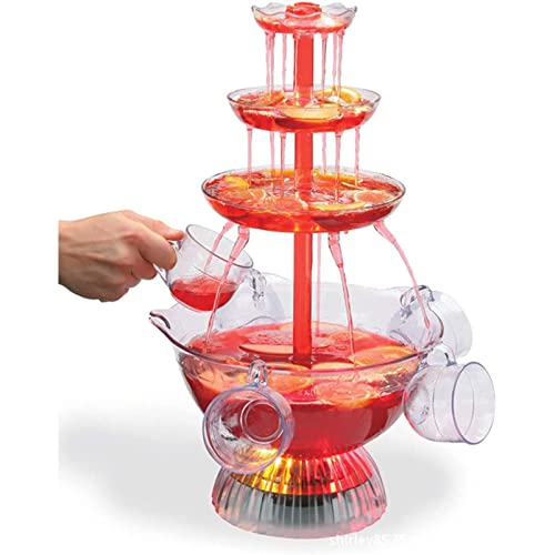 WIKINK 3 Layers Party Water Fountains, LED Lighted Wine Fountain, Light-Up Flow Drink Fountain with 1.5 Gallon 5 Reusable ...