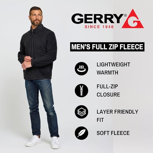 Gerry Mens Fleece Jacket – Zip Up Sweater, Lightweight Athletic Sweater, Warm Soft Polar Full Zipper Jacket, Mock Neck