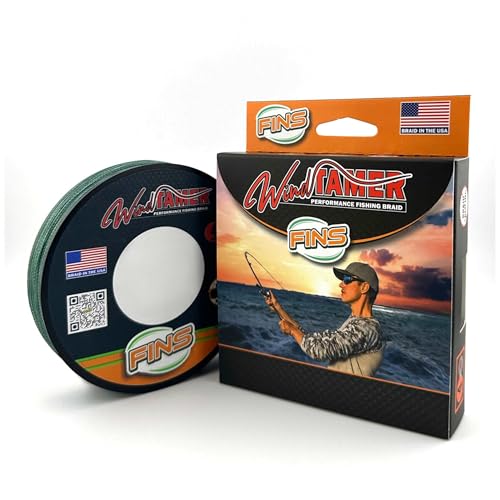 FINS Windtamer Braided Fishing Line - Versatile, Compact Braid for All Fisheries, Reduces Wind Knots and Rod Tip Wraps - H...