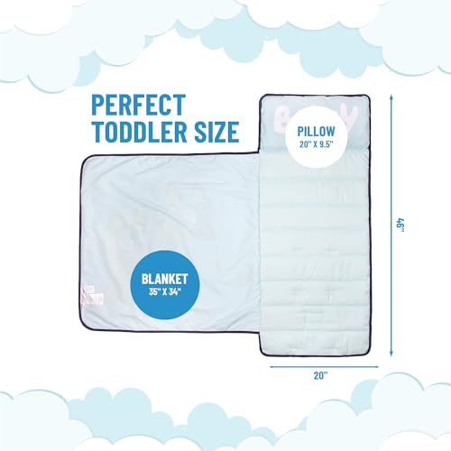 Jay Franco Kids Nap Mat with Embedded Pillow & Blanket – Soft 46"x20" Microfiber Sleeping Bag with Name Tag & Handle for S...