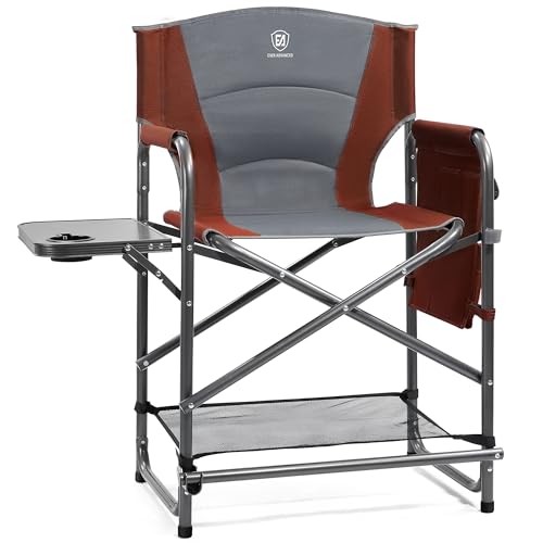 EVER ADVANCED Medium Tall Directors Chair Foldable Makeup Artist Chair Bar Height with Side Table Cup Holder and Pocket Fo...