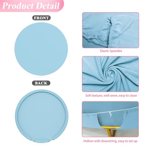 Wokceer 7.2FT Round Backdrop Cover Round Arch Covers with Buckles Polyster Dusty Blue Circle Balloon Arch Cover for Weddin...